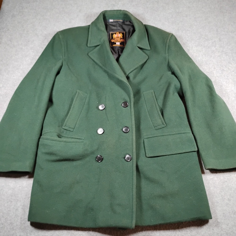 Gloverall Peacoat Mens 42 Green Wool Cashmere Double Breasted Coat England